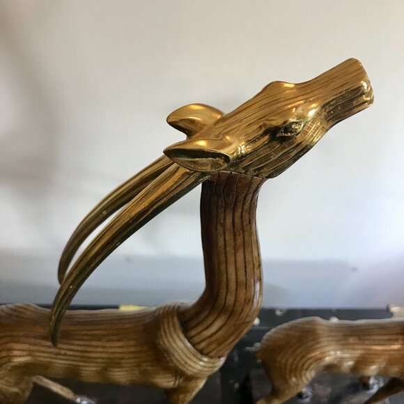 Kindu Collection Pair Gazelle Deer Antelope by Austin Carolyn Kinder Brass Head - Picture 5 of 5